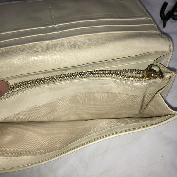 Prada Nappa Leather Gather Long Trifold Cera Cream Wallet - Picture 7 of 8